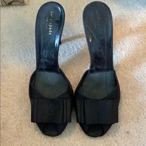 Kate spade black satin dress shoes worn once